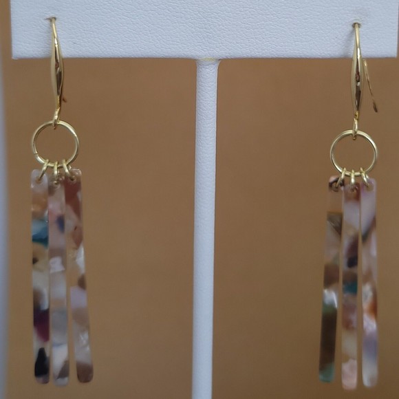 Handmade 24K Gold Plated Earrings with Acrylic by Zoey Rae Creations NEW Dangle - Picture 6 of 10